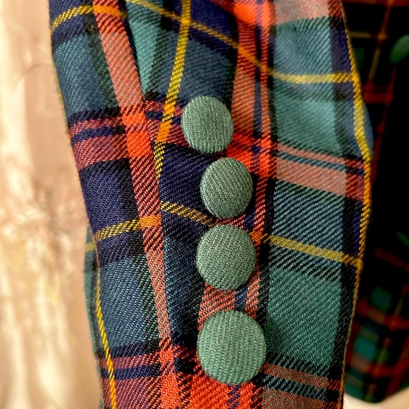 Vintage Plaid Pure Wool Blazer Women's - Picture 9 of 10